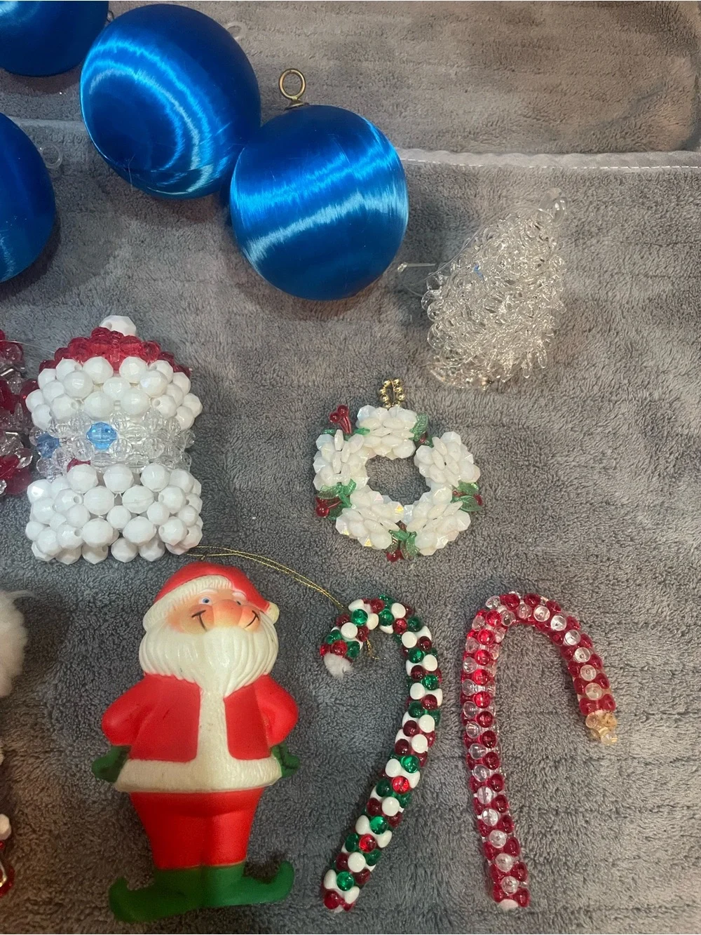 Vintage Christmas Ornaments Silk And Plastic Ketchy Lot
